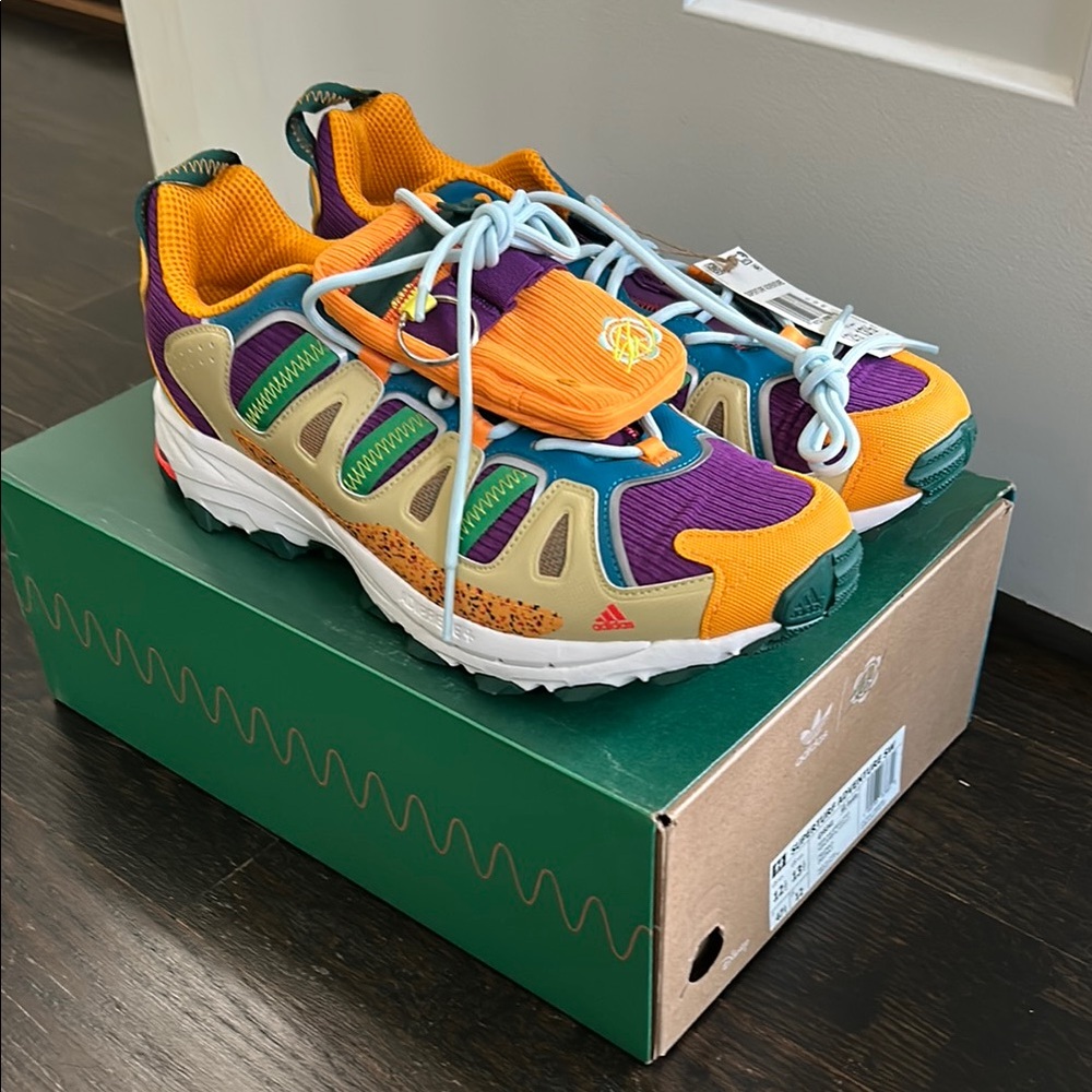 Adidas Superturf Adventure SW Orange and Purple Sneakers Vibrant Athletic Design